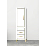 Madeli - Madeli Estate 20''W x 18''D x 76''H Free Standing Linen Cabinet L Hinged In White/HW: Satin Brass(SB) - White With Satin Brass
