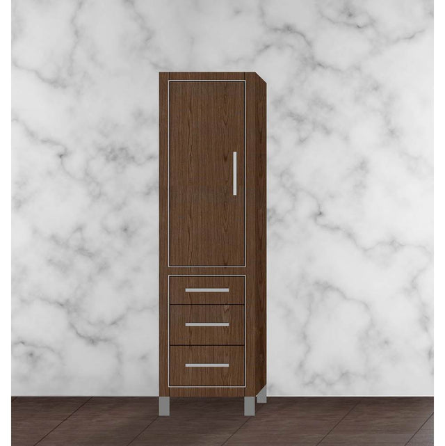 Madeli - Madeli Estate 20''W x 18''D x 76''H Free Standing Linen Cabinet L Hinged In Brandy/HW: Polished Nickel(PN) - Brandy With Polished Nickel