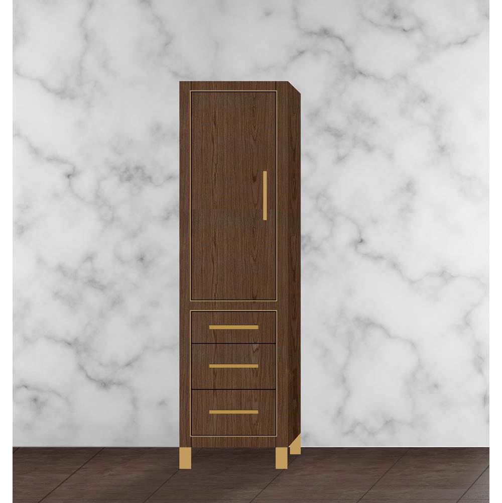 Madeli - Madeli Estate 20''W x 18''D x 76''H Free Standing Linen Cabinet L Hinged In Brandy/HW: Satin Brass(SB) - Brandy With Satin Brass