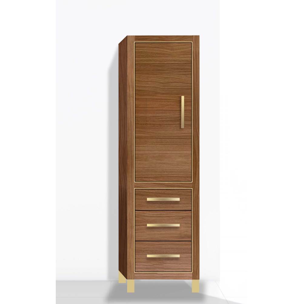 Madeli - Madeli Estate 20''W x 18''D x 76''H Free Standing Linen Cabinet L Hinged In Natural Walnut/HW: Matte Black(MB) - Natural Walnut With Satin Brass