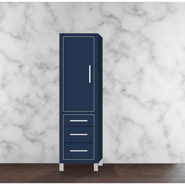 Madeli - Madeli Estate 20''W x 18''D x 76''H Free Standing Linen Cabinet L Hinged In Sapphire/HW: Brushed Nickel(BN) - Sapphire With Brushed Nickel