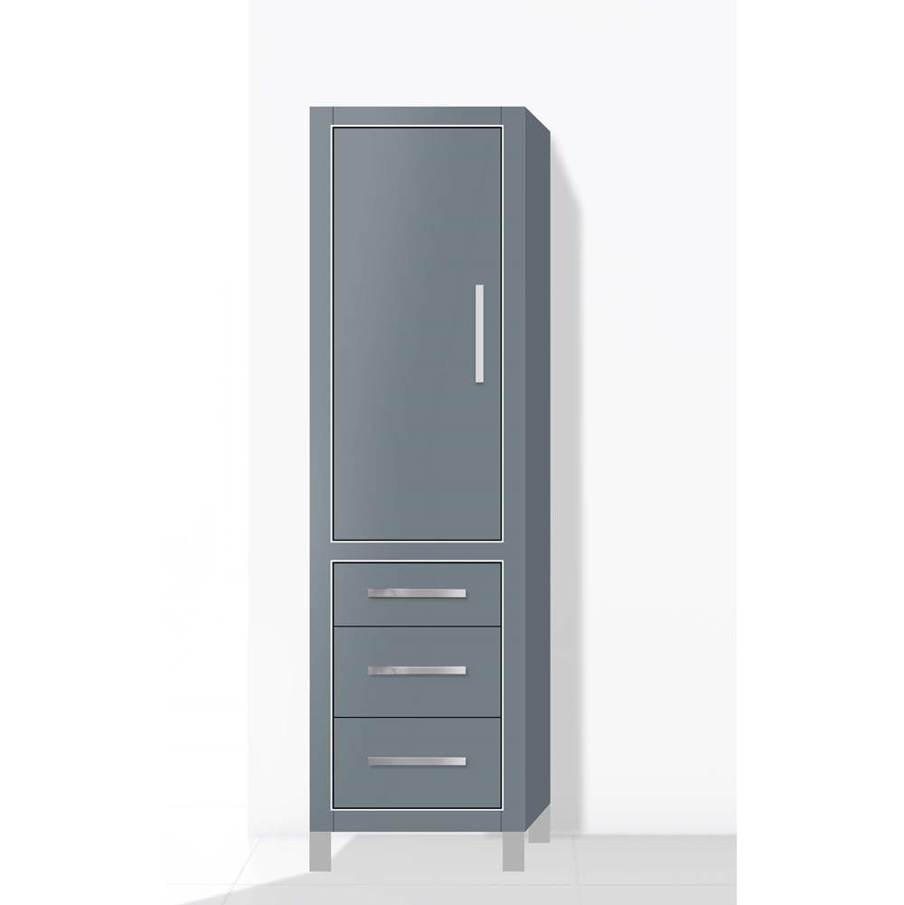 Madeli - Madeli Estate 20''W x 18''D x 76''H Free Standing Linen Cabinet L Hinged In Studio Grey/HW: Polished Chrome(PC) - Studio Gray With Polished Chrome