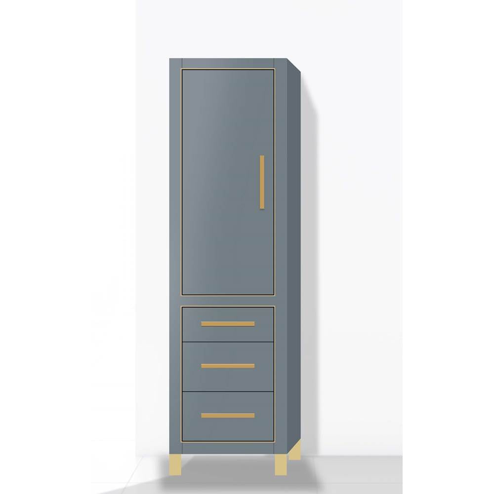 Madeli - Madeli Estate 20''W x 18''D x 76''H Free Standing Linen Cabinet L Hinged In Studio Grey/HW: Satin Brass(SB) - Studio Gray With Satin Brass