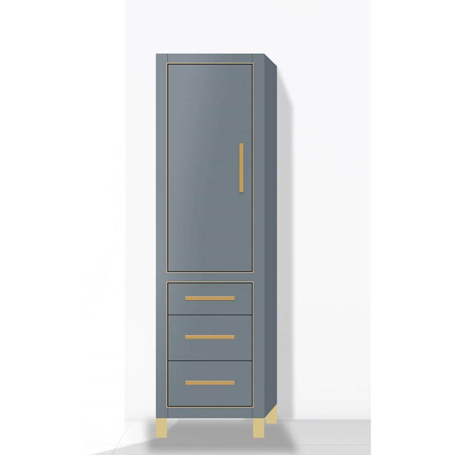 Madeli - Madeli Estate 20''W x 18''D x 76''H Free Standing Linen Cabinet L Hinged In Studio Grey/HW: Satin Brass(SB) - Studio Gray With Satin Brass