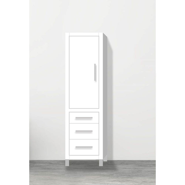 Madeli - Madeli Estate 20''W x 18''D x 76''H Free Standing Linen Cabinet L Hinged In White/HW: Brushed Nickel(BN) - White With Brushed Nickel