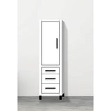 Madeli - Madeli Estate 20''W x 18''D x 76''H Free Standing Linen Cabinet L Hinged In White/HW: Matte Black(MB) - White With Matte Black