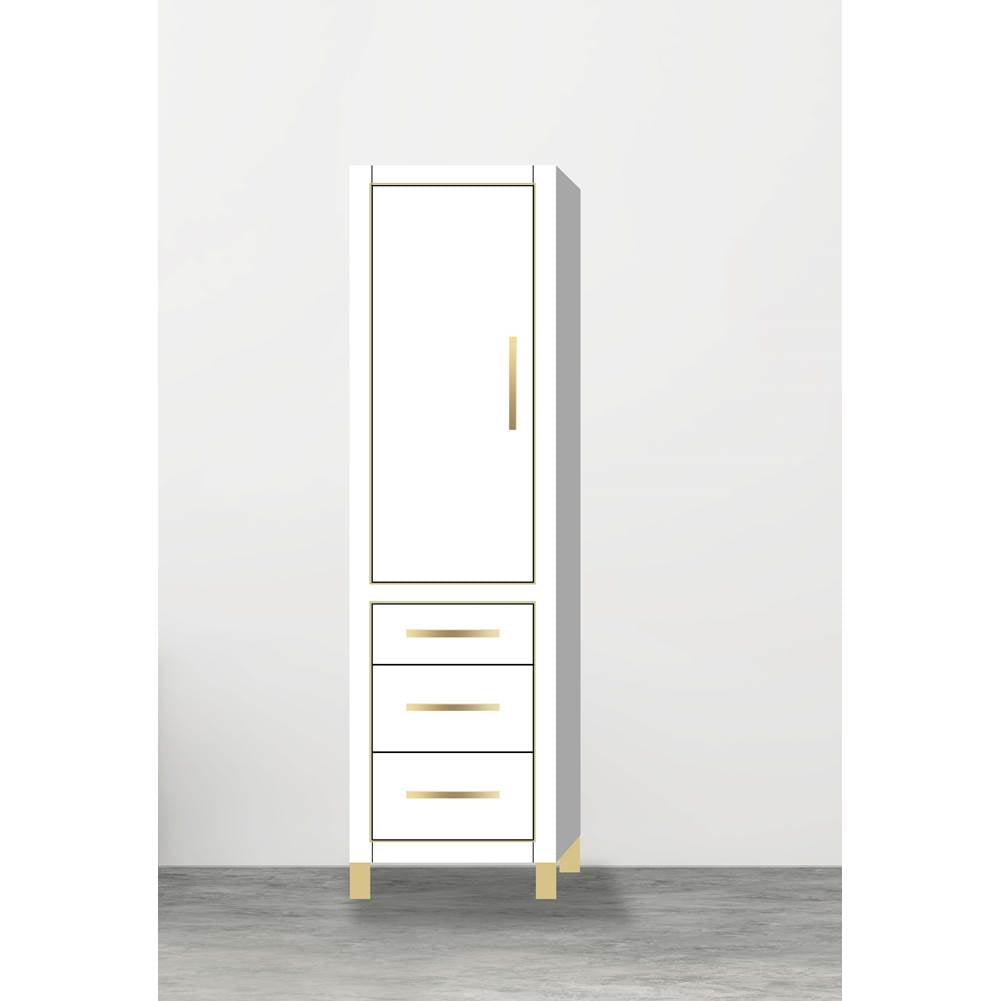 Madeli - Madeli Estate 20''W x 18''D x 76''H Free Standing Linen Cabinet L Hinged In White/HW: Satin Brass(SB) - White With Satin Brass