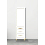 Madeli - Madeli Estate 20''W x 18''D x 76''H Free Standing Linen Cabinet L Hinged In White/HW: Satin Brass(SB) - White With Satin Brass