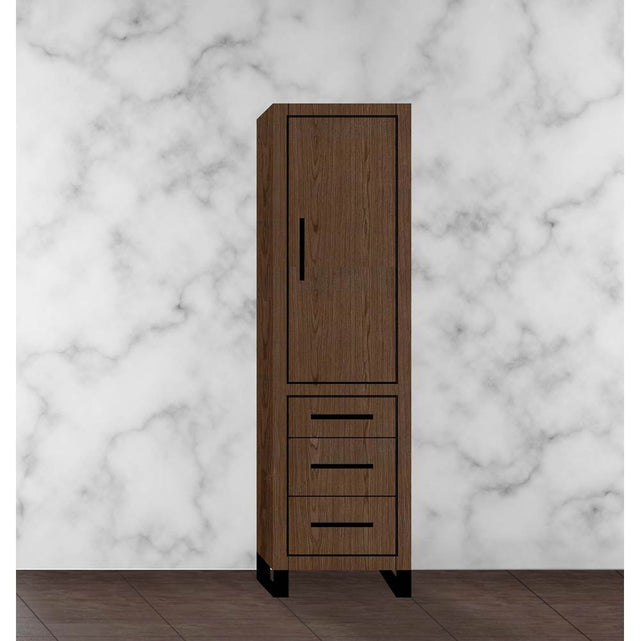 Madeli - Madeli Estate 20''W x 18''D x 76''H Free Standing Linen Cabinet L Hinged In Brandy/HW: Matte Black(MB) - Brandy With Matte Black