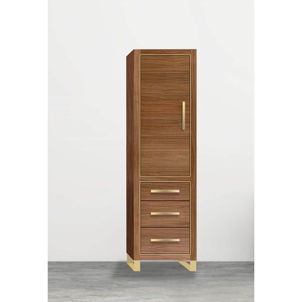 Madeli - Madeli Estate 20''W x 18''D x 76''H Free Standing Linen Cabinet L Hinged In Natural Walnut/HW: Matte Black(MB) - Natural Walnut With Satin Brass