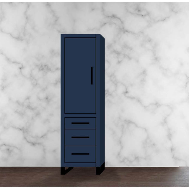 Madeli - Madeli Estate 20''W x 18''D x 76''H Free Standing Linen Cabinet L Hinged In Sapphire/HW: Matte Black(MB) - Sapphire With Matte Black