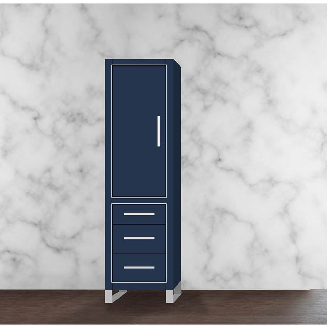 Madeli - Madeli Estate 20''W x 18''D x 76''H Free Standing Linen Cabinet L Hinged In Sapphire/HW: Polished Nickel(PN) - Sapphire With Polished Nickel