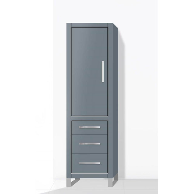 Madeli - Madeli Estate 20''W x 18''D x 76''H Free Standing Linen Cabinet L Hinged In Studio Grey/HW: Brushed Nickel(BN) - Studio Gray With Brushed Nickel
