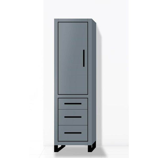 Madeli - Madeli Estate 20''W x 18''D x 76''H Free Standing Linen Cabinet L Hinged In Studio Grey/HW: Matte Black(MB) - Studio Gray With Matte Black