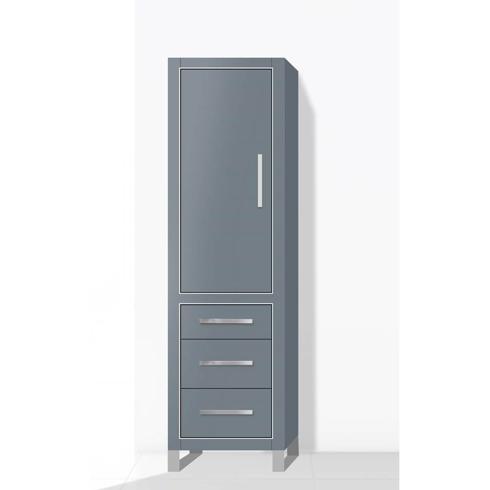 Madeli - Madeli Estate 20''W x 18''D x 76''H Free Standing Linen Cabinet L Hinged In Studio Grey/HW: Polished Chrome(PC) - Studio Gray With Polished Chrome