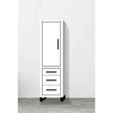 Madeli - Madeli Estate 20''W x 18''D x 76''H Free Standing Linen Cabinet L Hinged In White/HW: Matte Black(MB) - White With Matte Black
