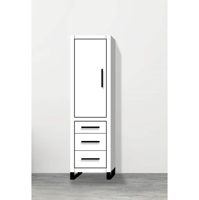 Madeli - Madeli Estate 20''W x 18''D x 76''H Free Standing Linen Cabinet L Hinged In White/HW: Matte Black(MB) - White With Matte Black
