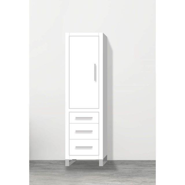 Madeli - Madeli Estate 20''W x 18''D x 76''H Free Standing Linen Cabinet L Hinged In White/HW: Polished Nickel(PN) - White With Polished Nickel
