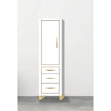 Madeli - Madeli Estate 20''W x 18''D x 76''H Free Standing Linen Cabinet L Hinged In White/HW: Satin Brass(SB) - White With Satin Brass