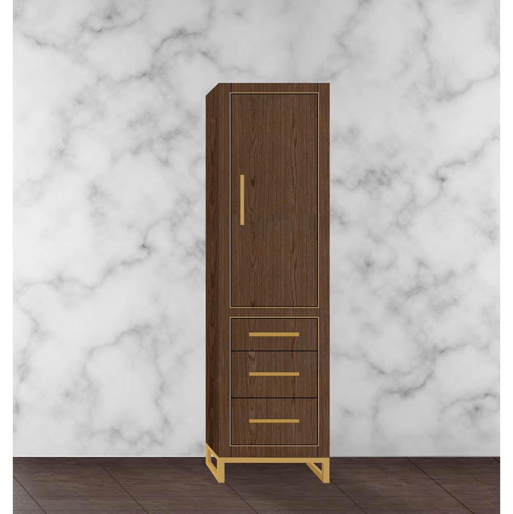 Madeli - Madeli Estate 20''W x 18''D x 76''H Free Standing Linen Cabinet R Hinged In Brandy/HW: Satin Brass(SB) - Brandy With Satin Brass