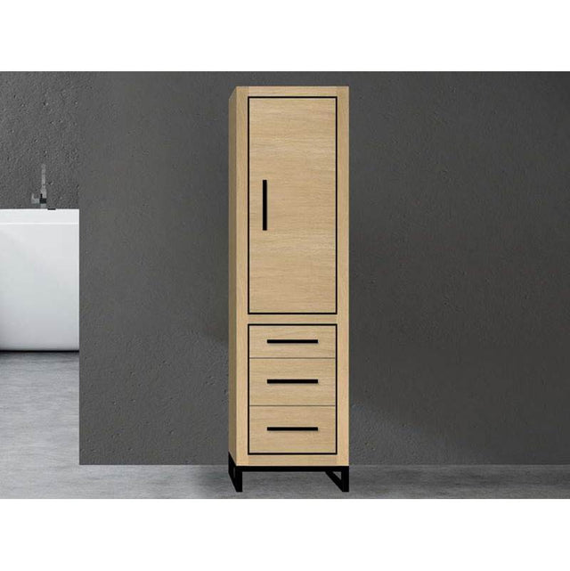 Madeli - Madeli Estate 20''W x 18''D x 76''H Free Standing Linen Cabinet R Hinged In Natural Oak/HW: Brushed Nickel(BN) - Natural Oak With Polished Chrome
