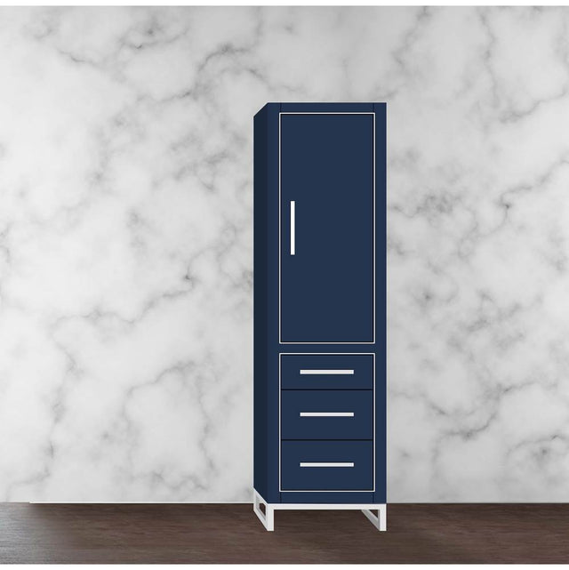Madeli - Madeli Estate 20''W x 18''D x 76''H Free Standing Linen Cabinet R Hinged In Sapphire/HW: Brushed Nickel(BN) - Sapphire With Brushed Nickel