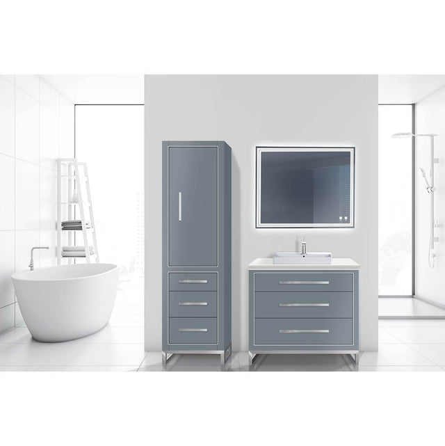 Madeli - Madeli Estate 20''W x 18''D x 76''H Free Standing Linen Cabinet R Hinged In Studio Grey/HW: Brushed Nickel(BN) - Studio Gray With Brushed Nickel