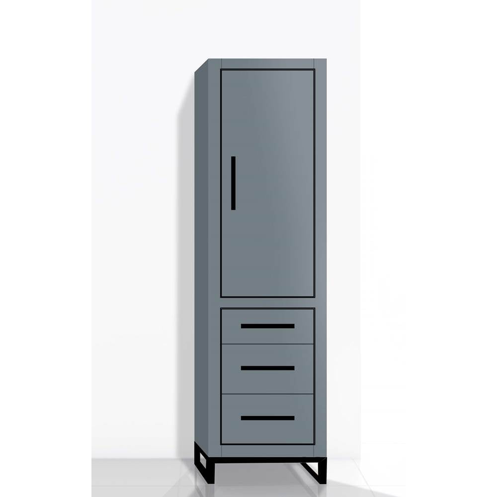 Madeli - Madeli Estate 20''W x 18''D x 76''H Free Standing Linen Cabinet R Hinged In Studio Grey/HW: Matte Black(MB) - Studio Gray With Matte Black