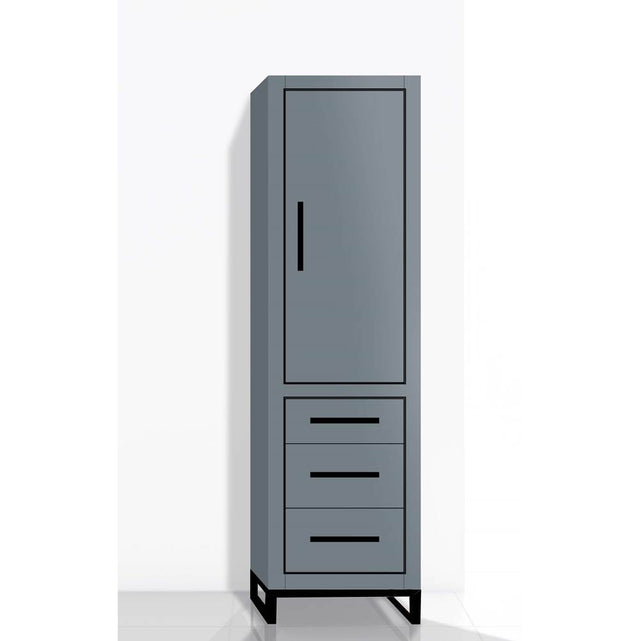 Madeli - Madeli Estate 20''W x 18''D x 76''H Free Standing Linen Cabinet R Hinged In Studio Grey/HW: Matte Black(MB) - Studio Gray With Matte Black