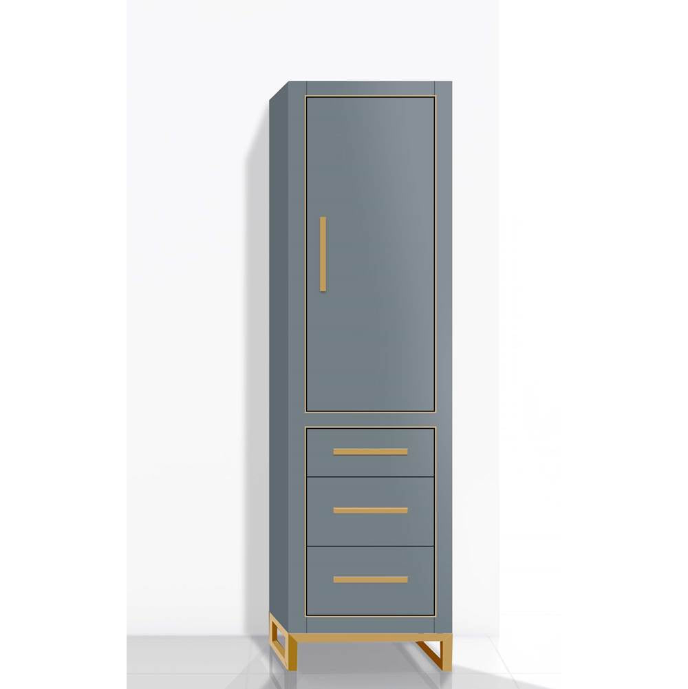 Madeli - Madeli Estate 20''W x 18''D x 76''H Free Standing Linen Cabinet R Hinged In Studio Grey/HW: Satin Brass(SB) - Studio Gray With Satin Brass