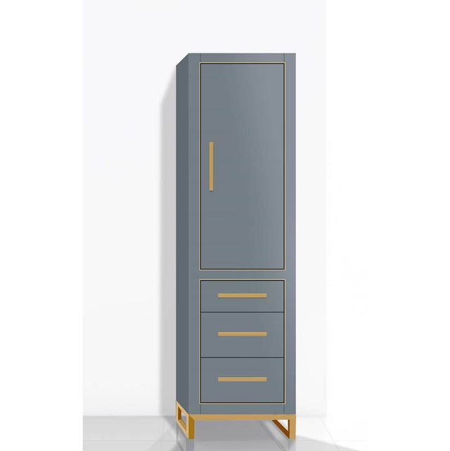 Madeli - Madeli Estate 20''W x 18''D x 76''H Free Standing Linen Cabinet R Hinged In Studio Grey/HW: Satin Brass(SB) - Studio Gray With Satin Brass