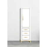 Madeli - Madeli Estate 20''W x 18''D x 76''H Free Standing Linen Cabinet R Hinged In White/HW: Satin Brass(SB) - White With Satin Brass