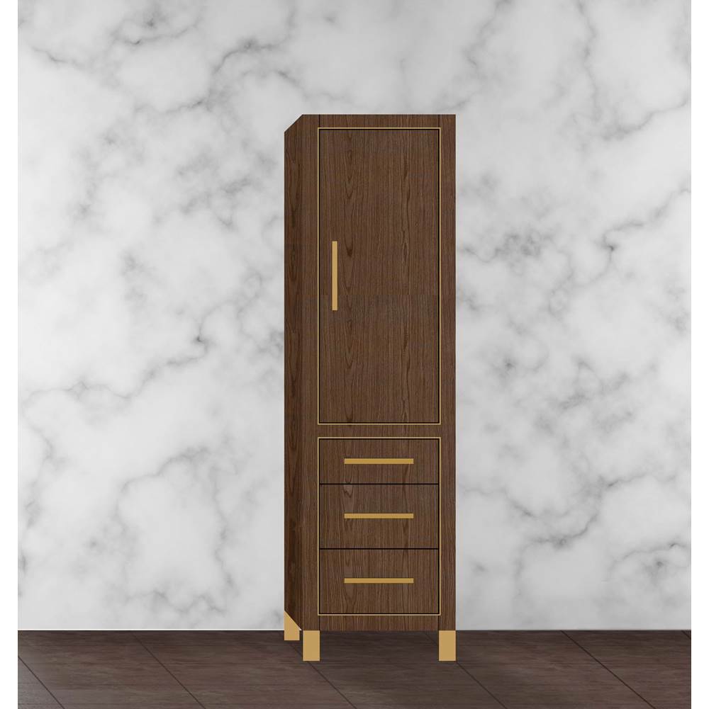 Madeli - Madeli Estate 20''W x 18''D x 76''H Free Standing Linen Cabinet R Hinged In Brandy/HW: Satin Brass(SB) - Brandy With Satin Brass