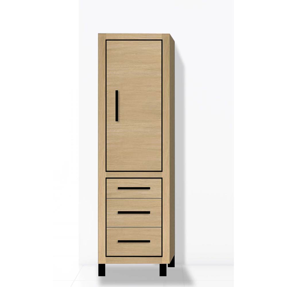 Madeli - Madeli Estate 20''W x 18''D x 76''H Free Standing Linen Cabinet R Hinged In Natural Oak/HW: Polished Chrome(PC) - Natural Oak With Brushed Nickel