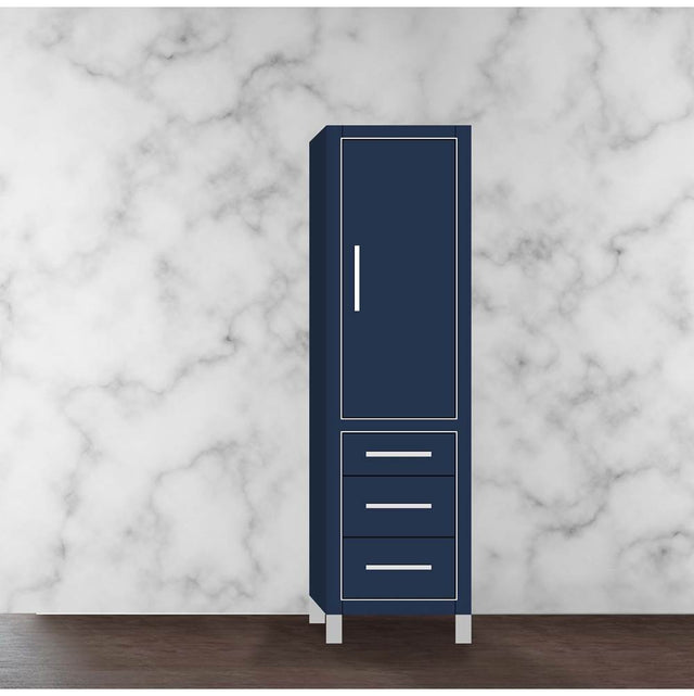 Madeli - Madeli Estate 20''W x 18''D x 76''H Free Standing Linen Cabinet R Hinged In Sapphire/HW: Polished Chrome(PC) - Sapphire With Polished Chrome