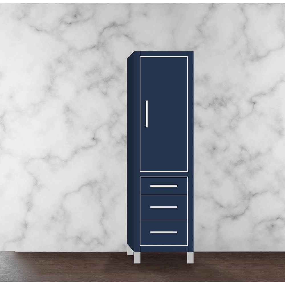 Madeli - Madeli Estate 20''W x 18''D x 76''H Free Standing Linen Cabinet R Hinged In Sapphire/HW: Polished Nickel(PN) - Sapphire With Polished Nickel