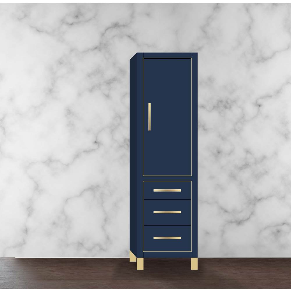Madeli - Madeli Estate 20''W x 18''D x 76''H Free Standing Linen Cabinet R Hinged In Sapphire/HW: Satin Brass(SB) - Sapphire With Satin Brass