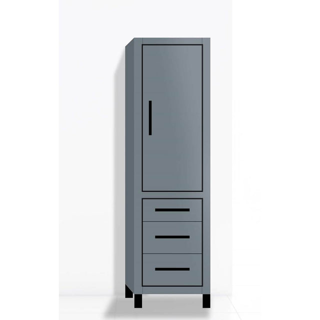 Madeli - Madeli Estate 20''W x 18''D x 76''H Free Standing Linen Cabinet R Hinged In Studio Grey/HW: Matte Black(MB) - Studio Gray With Matte Black