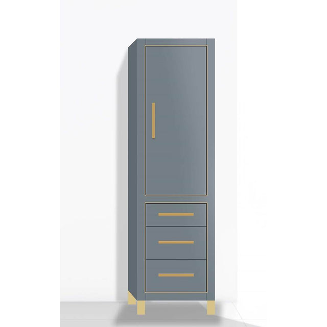 Madeli - Madeli Estate 20''W x 18''D x 76''H Free Standing Linen Cabinet R Hinged In Studio Grey/HW: Satin Brass(SB) - Studio Gray With Satin Brass