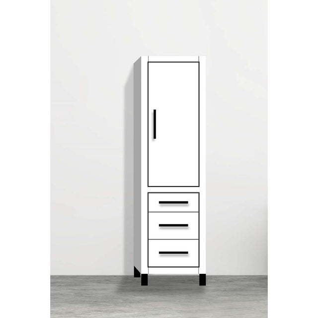 Madeli - Madeli Estate 20''W x 18''D x 76''H Free Standing Linen Cabinet R Hinged In White/HW: Matte Black(MB) - White With Matte Black