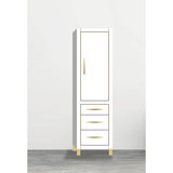 Madeli - Madeli Estate 20''W x 18''D x 76''H Free Standing Linen Cabinet R Hinged In White/HW: Satin Brass(SB) - White With Satin Brass