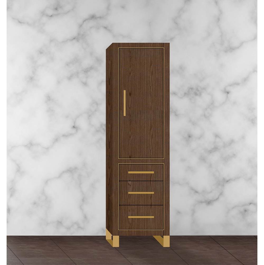 Madeli - Madeli Estate 20''W x 18''D x 76''H Free Standing Linen Cabinet R Hinged In Brandy/HW: Satin Brass(SB) - Brandy With Satin Brass