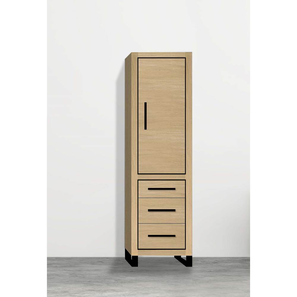 Madeli - Madeli Estate 20''W x 18''D x 76''H Free Standing Linen Cabinet R Hinged In Natural Oak/HW: Polished Chrome(PC) - Natural Oak With Brushed Nickel