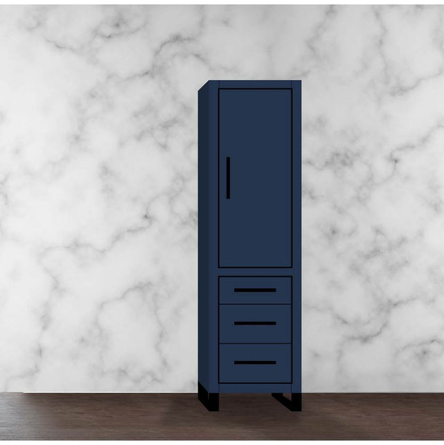 Madeli - Madeli Estate 20''W x 18''D x 76''H Free Standing Linen Cabinet R Hinged In Sapphire/HW: Matte Black(MB) - Sapphire With Matte Black