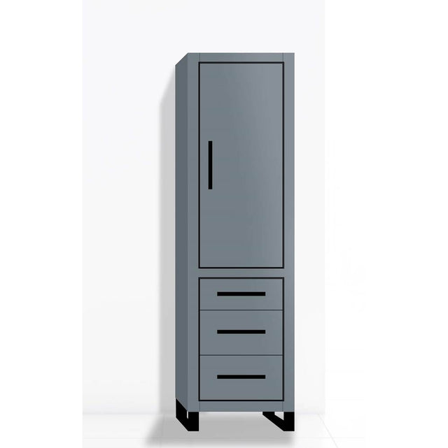 Madeli - Madeli Estate 20''W x 18''D x 76''H Free Standing Linen Cabinet R Hinged In Studio Grey/HW: Matte Black(MB) - Studio Gray With Matte Black