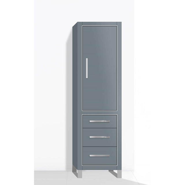 Madeli - Madeli Estate 20''W x 18''D x 76''H Free Standing Linen Cabinet R Hinged In Studio Grey/HW: Polished Chrome(PC) - Studio Gray With Polished Chrome
