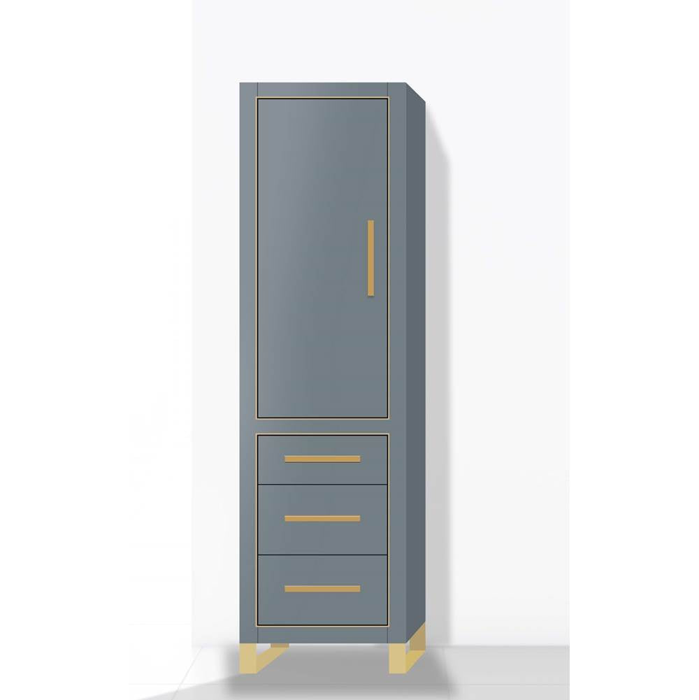 Madeli - Madeli Estate 20''W x 18''D x 76''H Free Standing Linen Cabinet R Hinged In Studio Grey/HW: Satin Brass(SB) - Studio Gray With Satin Brass