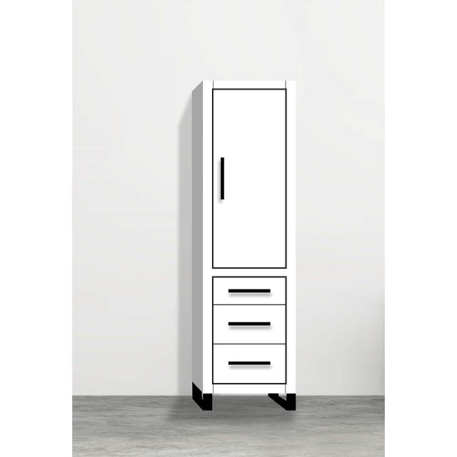 Madeli - Madeli Estate 20''W x 18''D x 76''H Free Standing Linen Cabinet R Hinged In White/HW: Matte Black(MB) - White With Matte Black