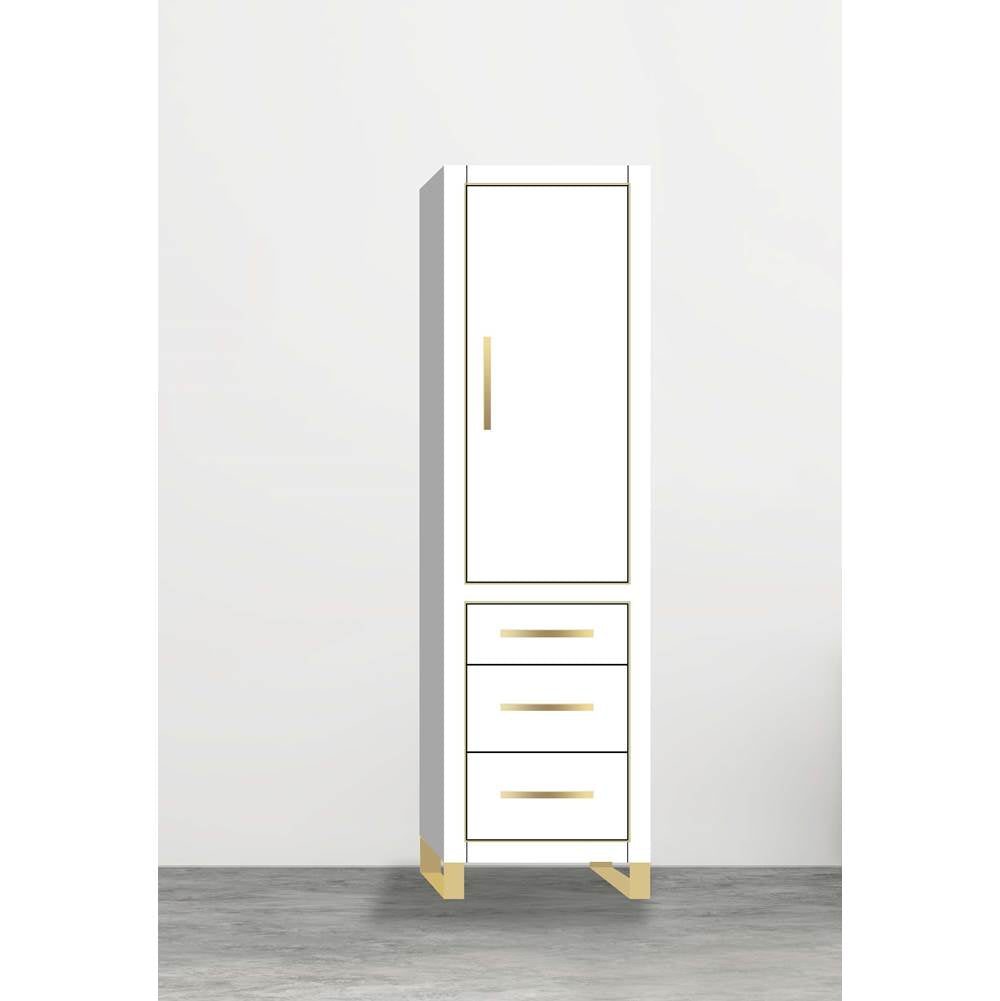 Madeli - Madeli Estate 20''W x 18''D x 76''H Free Standing Linen Cabinet R Hinged In White/HW: Satin Brass(SB) - White With Satin Brass