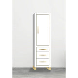 Madeli - Madeli Estate 20''W x 18''D x 76''H Free Standing Linen Cabinet R Hinged In White/HW: Satin Brass(SB) - White With Satin Brass